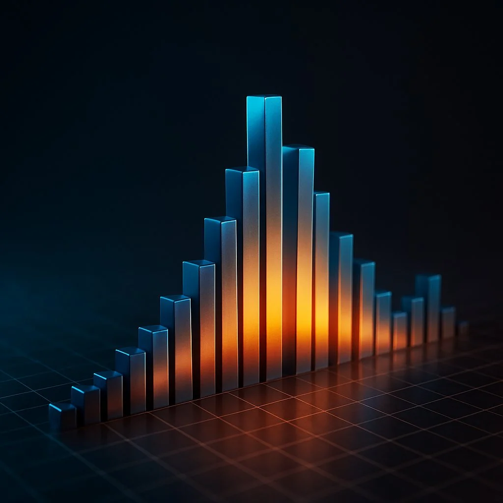 Three-dimensional bar chart of a bell-shaped distribution, illustrating how z-scoring is used to standardize data